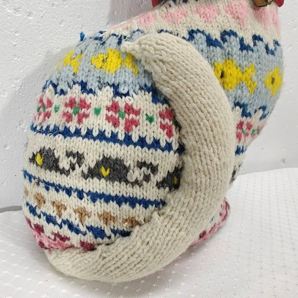 VTG Homemade Knitted‎ Cat Doll Pillow